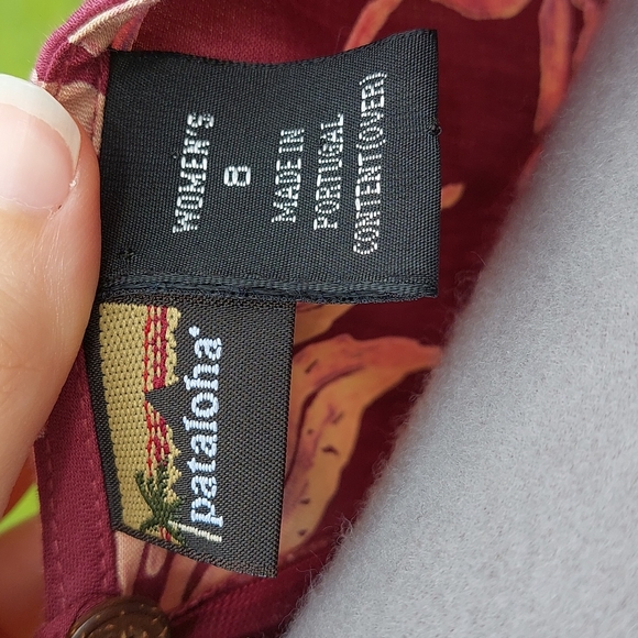 Pataloha by Patagonia Burgundy Cotton Dress, sz 8, Floral/Island Print - Picture 5 of 10